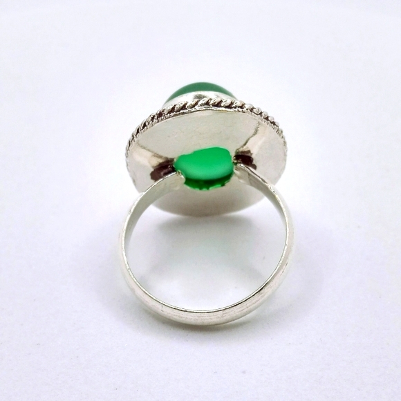 STERLING SILVER GREEN ONYX GEMSTONE RING - Picture 3 of 3